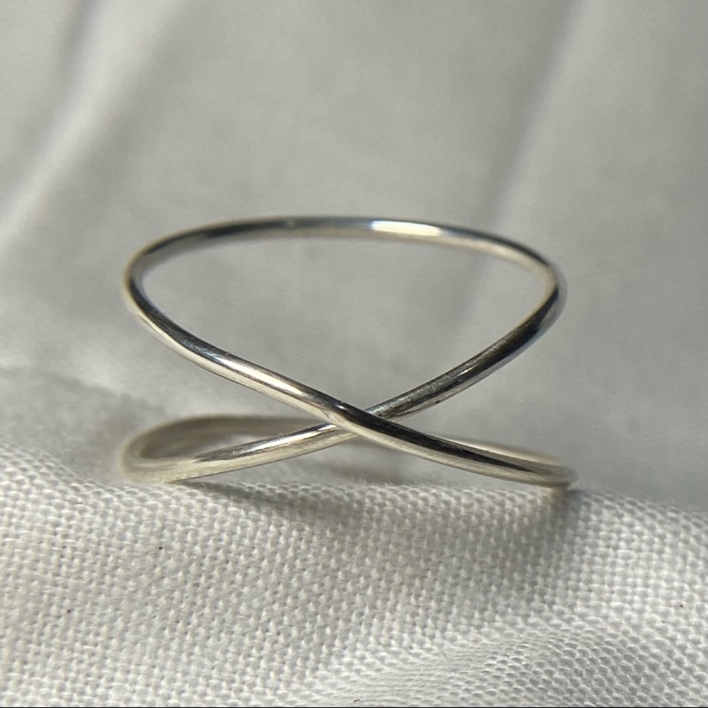 Cross band ring 925 Sterling silver